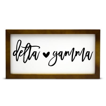 Sorority Shop Delta Gamma Wall Art - 17" X 9" Rectangle Wood Framed Wall Decor, Wall Sign with Script Design