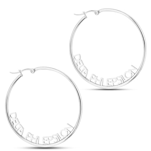 Sorority Shop Delta Phi Epsilon- Hoop Silver-Plated Dainty Earrings for Women -Delta Phi Epsilon Jewelry with Ideal 2" Diameter Hoops - Delta Phi Epsilon Gifts