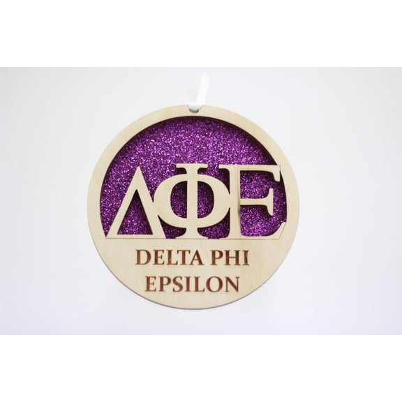 Sorority Shop Delta Phi Epsilon - Laser Carved Greek Letter Ornament - 3" Round