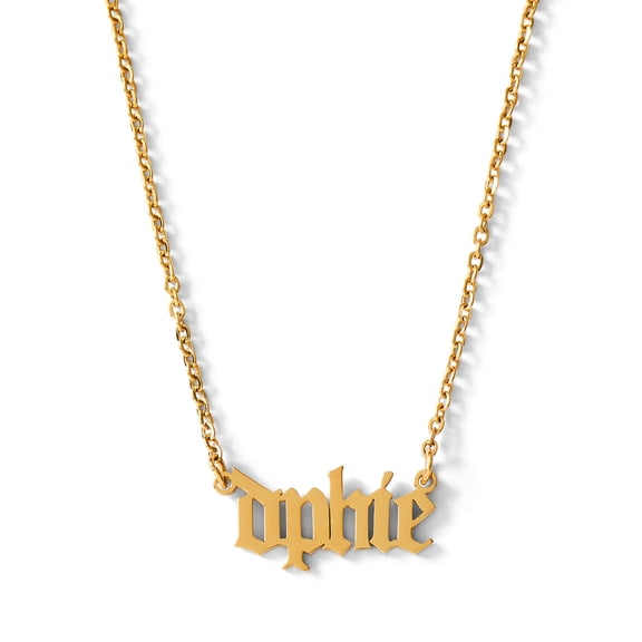 Sorority Shop Delta Phi Epsilon Necklace DPE Old English Font Design, 18K Gold Plated, Gifts for Women