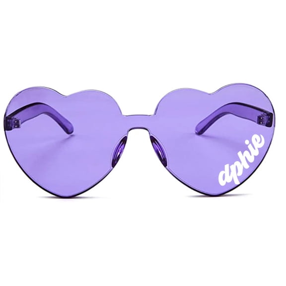 Sorority Shop Delta Phi Epsilon Sunglasses Heart Shaped Sunglasses printed with "dphie" Nickname