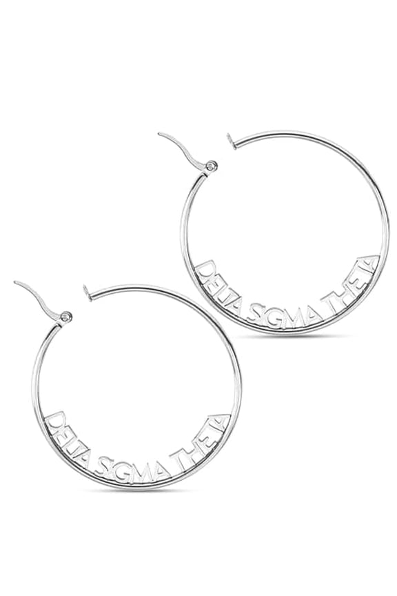 Sorority Shop Delta Sigma Theta- Hoop Silver-Plated Dainty Earrings for Women - Delta Sigma Theta Jewelry with Ideal 2" Diameter Hoops - Delta Sigma Theta Gifts
