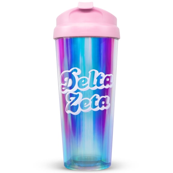 Sorority Shop Delta Zeta 16 Oz Tumbler - Double-Walled, Vacuum Insulated Acrylic Tumbler With Retro Style Sorority Name