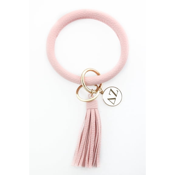 Sorority Shop Delta Zeta Bangle Keychain with Tassel and Engraved Disc - Pink
