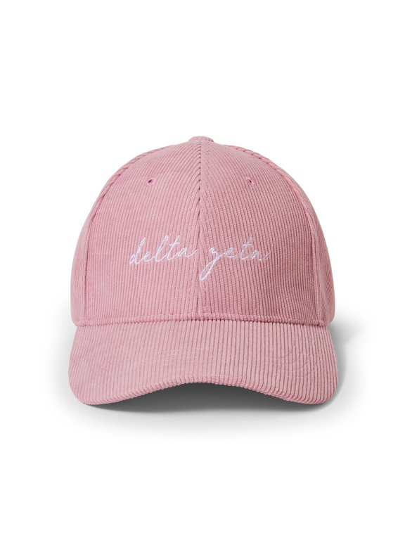 Delta Zeta Baseball Hat - Women's Corduroy Cap with Embroidered Sorority Name
