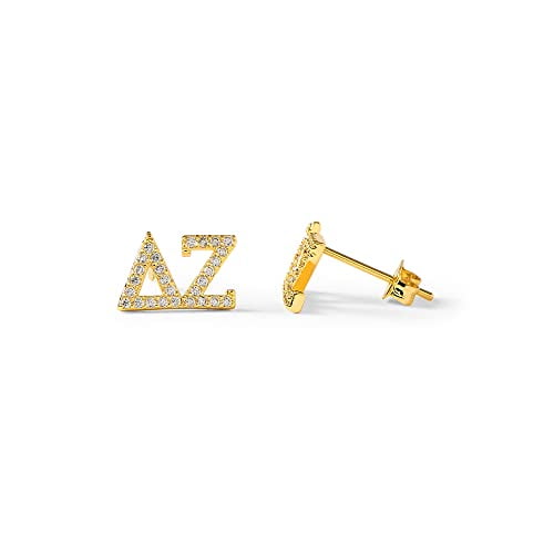 Sorority Shop Delta Zeta Earrings DZ 18K Gold Plated Sorority Gifts Earrings, Long-Lasting Delta Zeta Gifts for Women