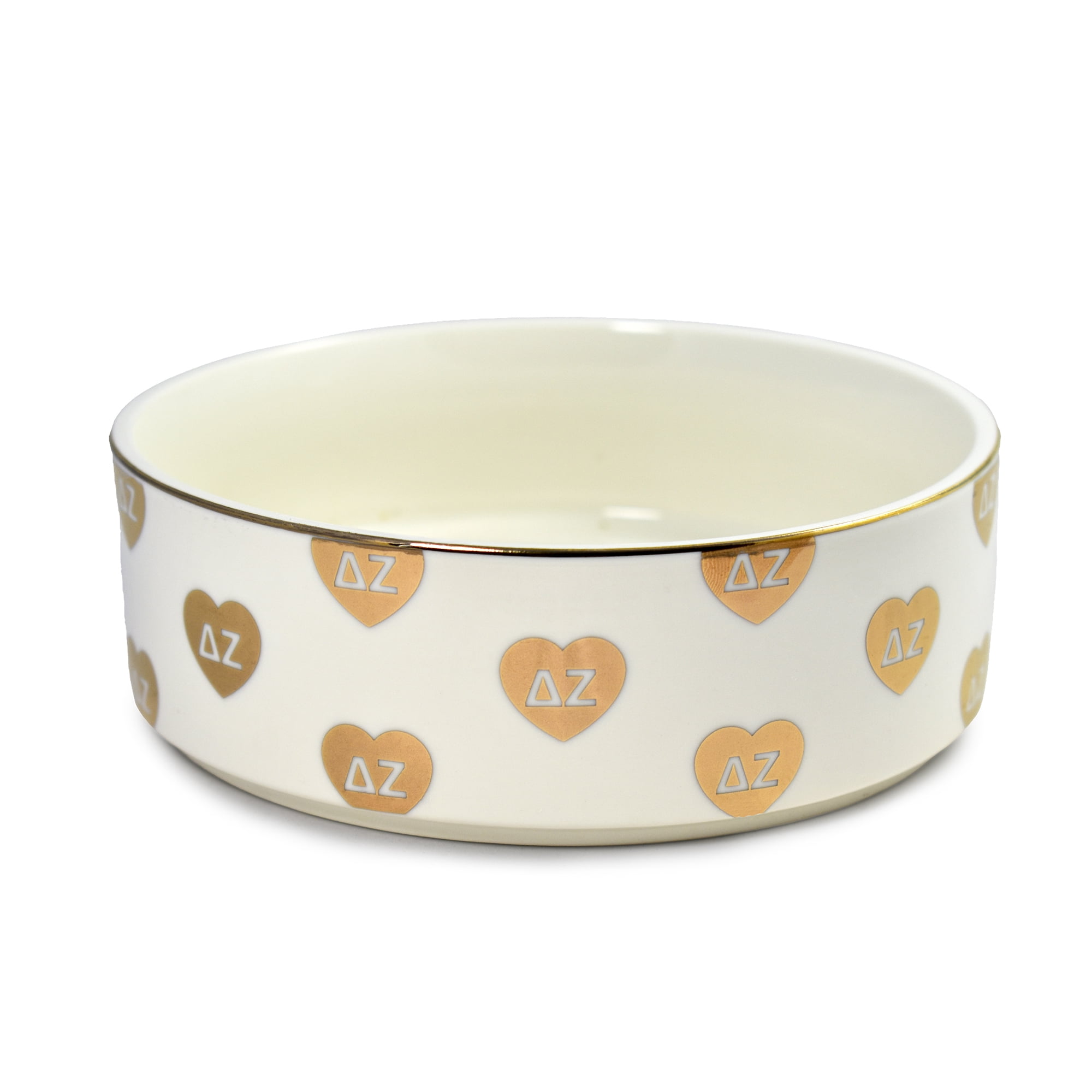 Sorority Shop Delta Zeta Pet Bowl, 6" Ceramic Bowl for Dogs and Cats, Heart Design with Sorority Greek Letters, Use for Food or Water