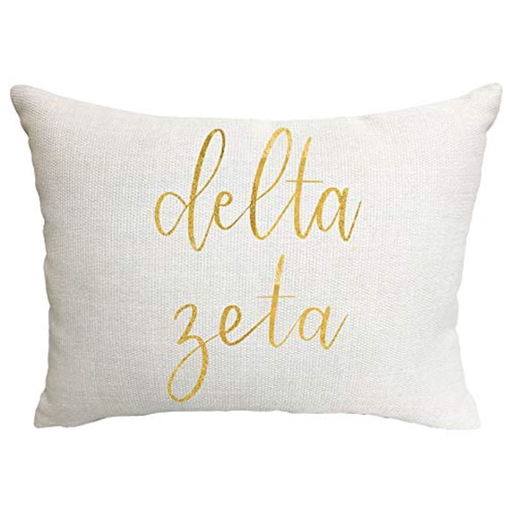 Sorority Shop Delta Zeta Pillow  Gold Script Design, 12" x 16" Lumbar Pillow Sorority