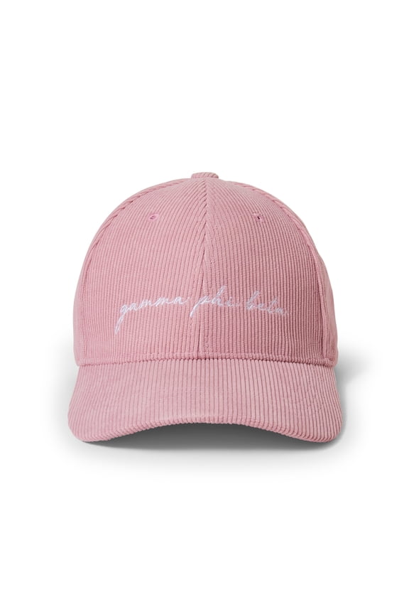 Gamma Phi Beta Baseball Hat - Women's Corduroy Cap with Embroidered Sorority Name