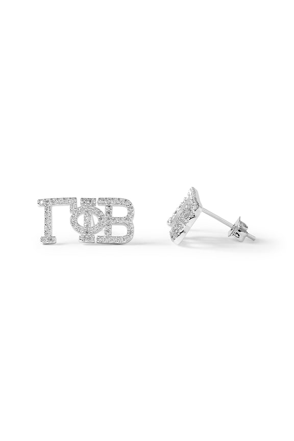 Gamma Phi Beta Earrings White Gold Plated Stud Earrings, Long-Lasting Sorority Gifts for Women