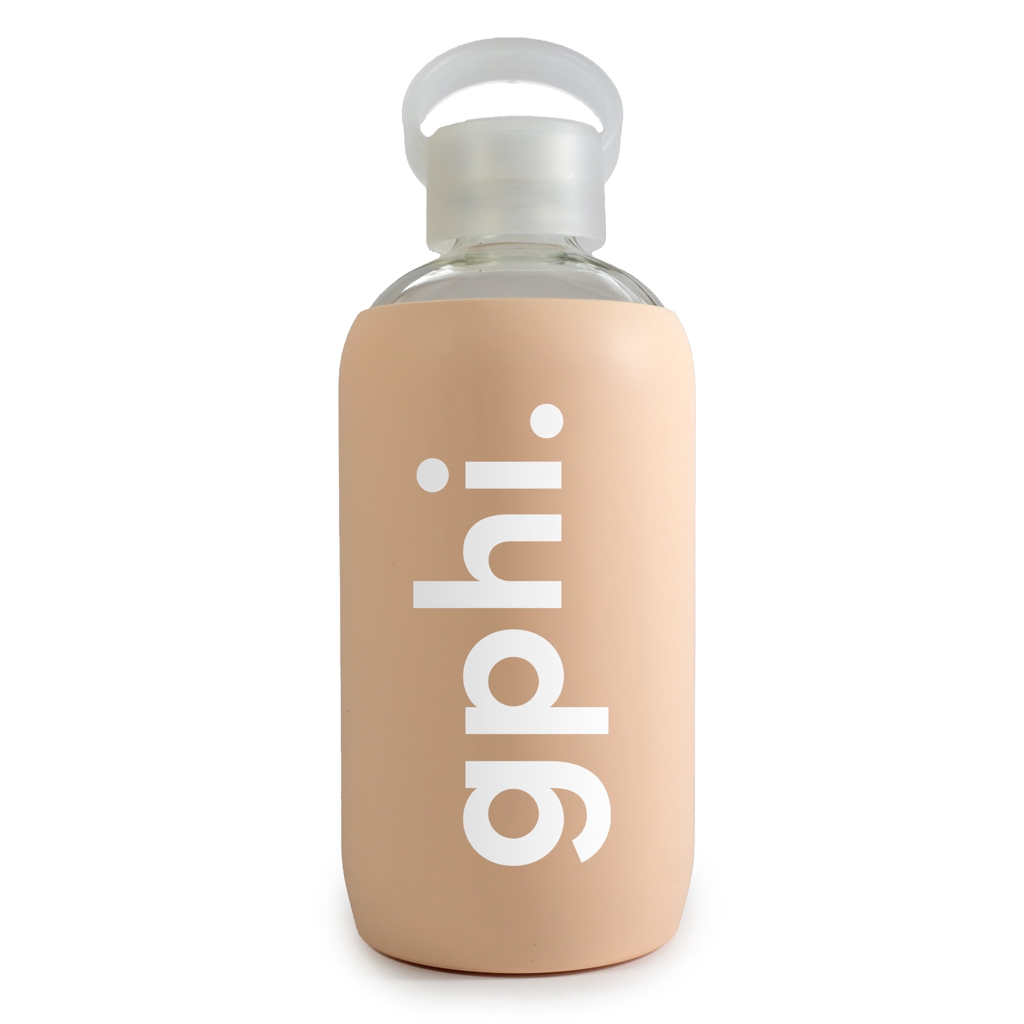 Sorority Shop Gamma Phi Beta Glass Water Bottle with Silicone Sleeve - 16 Oz Reusable Water Bottle with Leakproof Cap