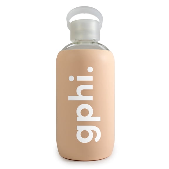Sorority Shop Gamma Phi Beta Glass Water Bottle with Silicone Sleeve - 16 Oz Reusable Water Bottle with Leakproof Cap