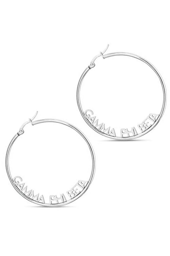 Sorority Shop Gamma Phi Beta- Hoop Silver-Plated Dainty Earrings for Women -Gamma Phi Beta Jewelry with Ideal 2" Diameter Hoops - Gamma Phi Beta Sigma Gifts