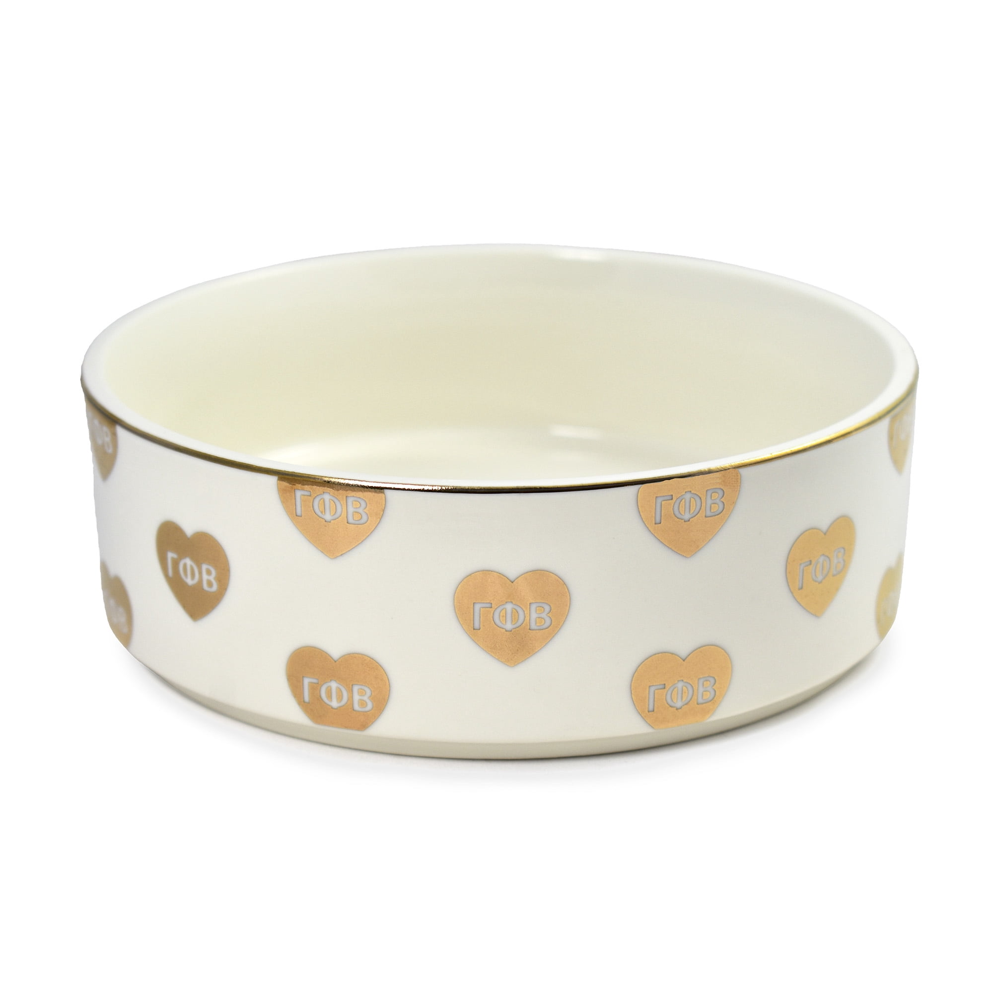 Sorority Shop Gamma Phi Beta Pet Bowl, 6" Ceramic Bowl for Dogs and Cats, Heart Design with Sorority Greek Letters, Use for Food or Water