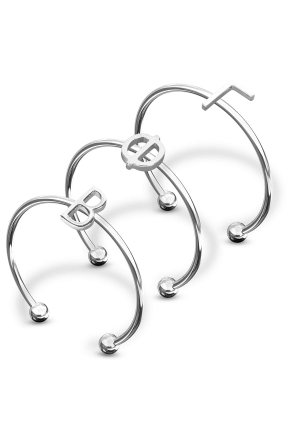 Gamma Phi Beta Stacking Ring Set - Adjustable Rings with Silver Plating