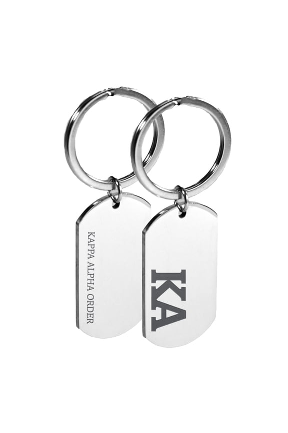 Kappa Alpha Order Fraternity Keychain - Stainless Steel Dog Tag Design with Engraved Greek Letters and Fraternity Name