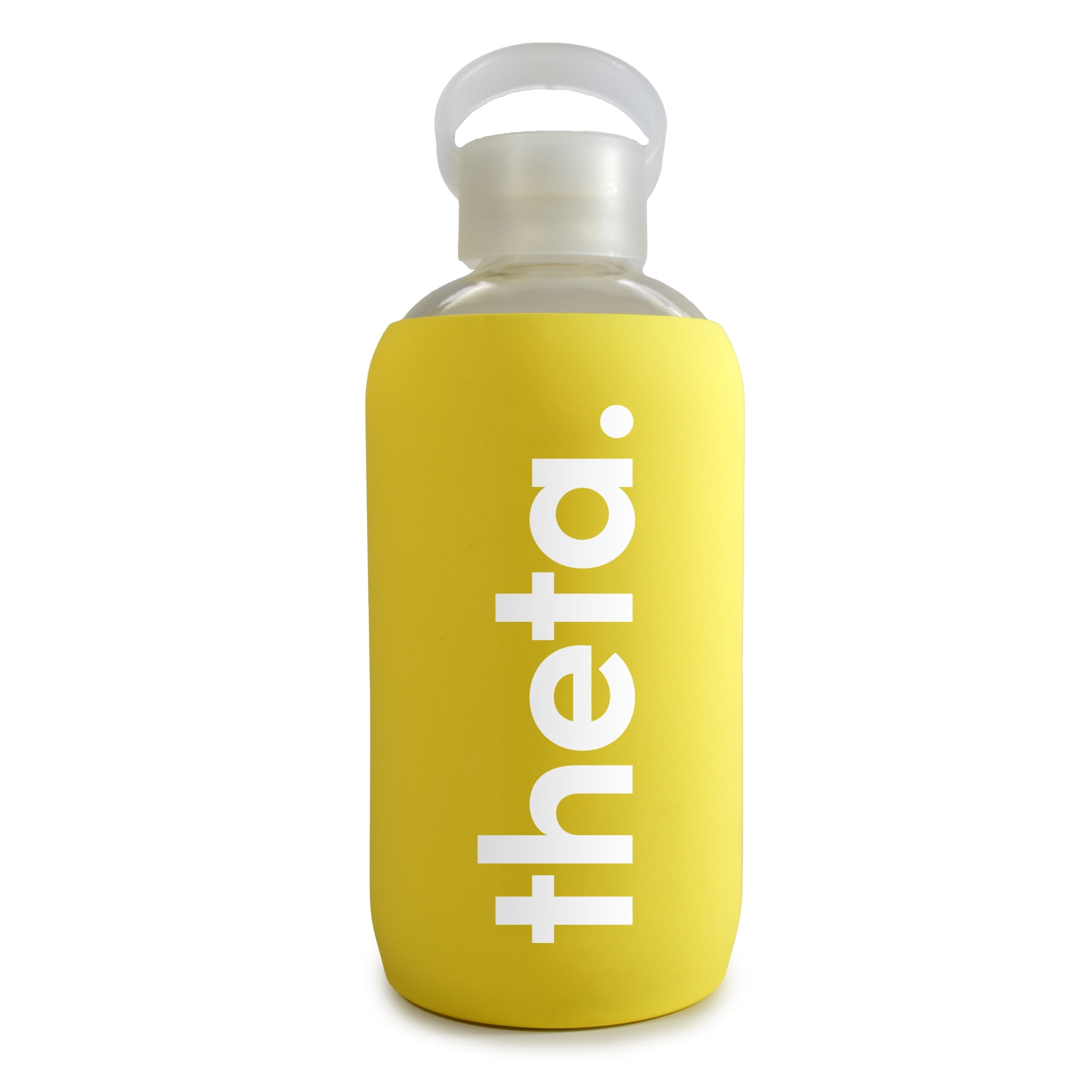 Sorority Shop Kappa Alpha Theta Glass Water Bottle with Silicone Sleeve - 16 Oz Reusable Water Bottle with Leakproof Cap