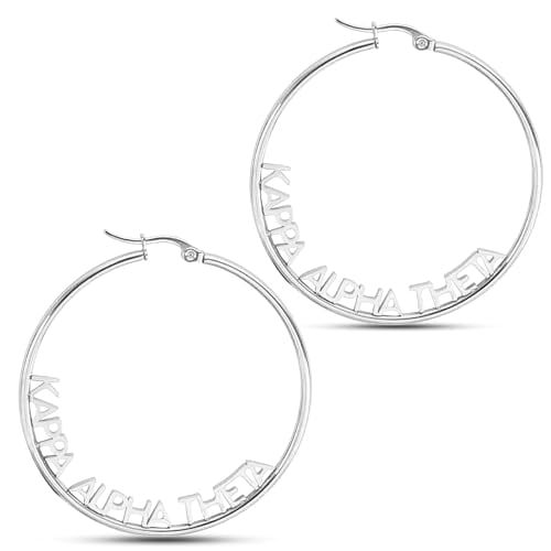 Sorority Shop Kappa Alpha Theta- Hoop Silver-Plated Dainty Earrings for Women -Kappa Alpha Theta Jewelry with Ideal 2" Diameter Hoops - Delta Zeta Gifts
