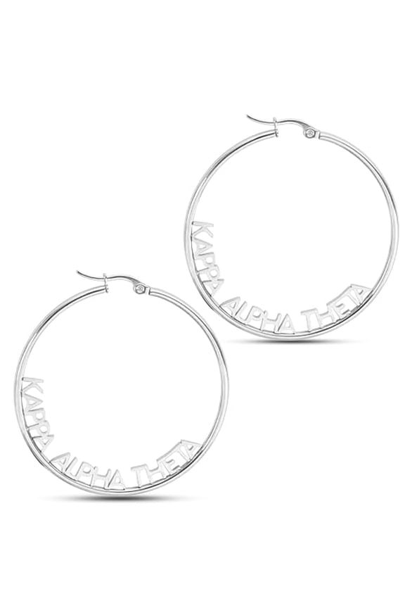 Sorority Shop Kappa Alpha Theta- Hoop Silver-Plated Dainty Earrings for Women -Kappa Alpha Theta Jewelry with Ideal 2" Diameter Hoops - Delta Zeta Gifts