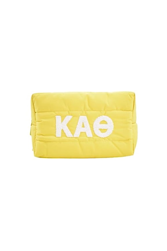 Sorority Shop Kappa Alpha Theta Makeup Bag - Puffer Style with Sorority Letters, Travel Cosmetic Bag with Zipper Closure, Perfect Kappa Alpha Theta Sorority Gifts for Women
