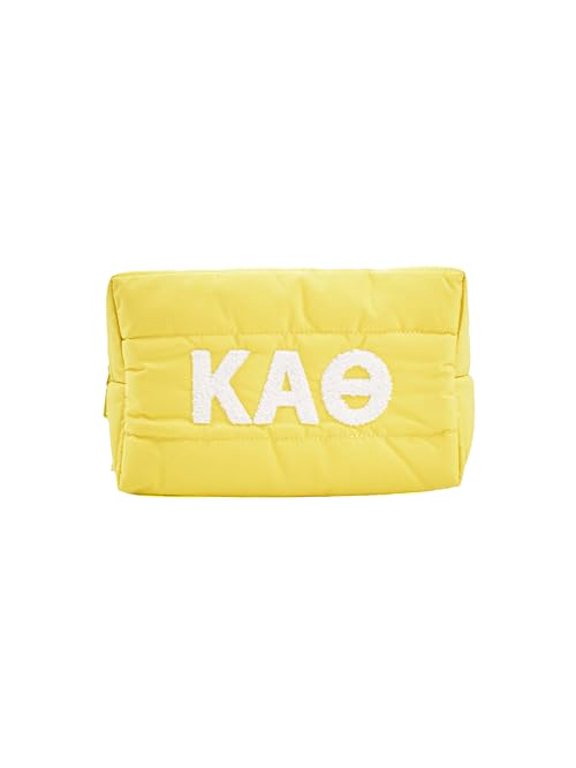 Sorority Shop Kappa Alpha Theta Makeup Bag - Puffer Style with Sorority Letters, Travel Cosmetic Bag with Zipper Closure, Perfect Kappa Alpha Theta Sorority Gifts for Women