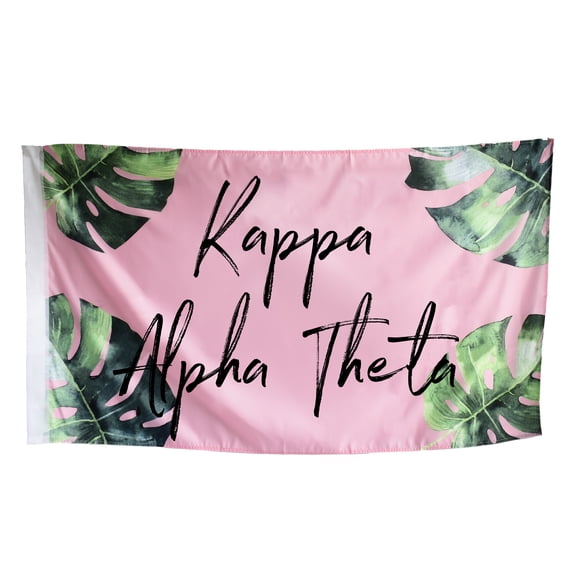 Sorority Shop Kappa Alpha Theta - Sorority Letter Flag (Tropical Design)