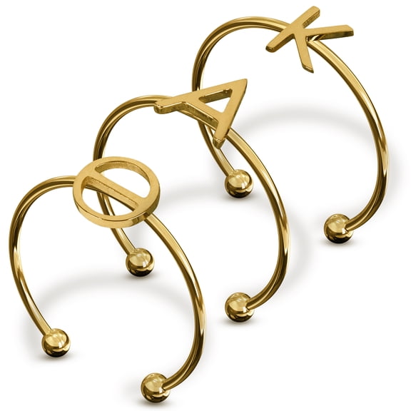 Sorority Shop Kappa Alpha Theta Stacking Ring Set - Adjustable Rings with 18k Gold Plating