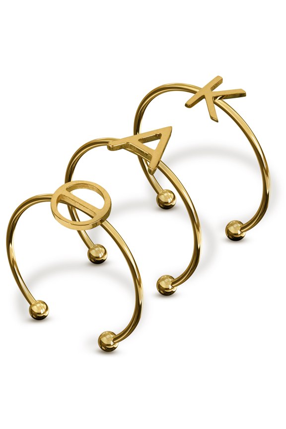 Kappa Alpha Theta Stacking Ring Set - Adjustable Rings with 18k Gold Plating