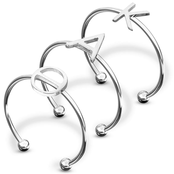 Sorority Shop Kappa Alpha Theta Stacking Ring Set - Adjustable Rings with Silver Plating