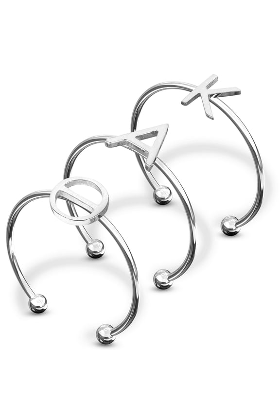 Kappa Alpha Theta Stacking Ring Set - Adjustable Rings with Silver Plating