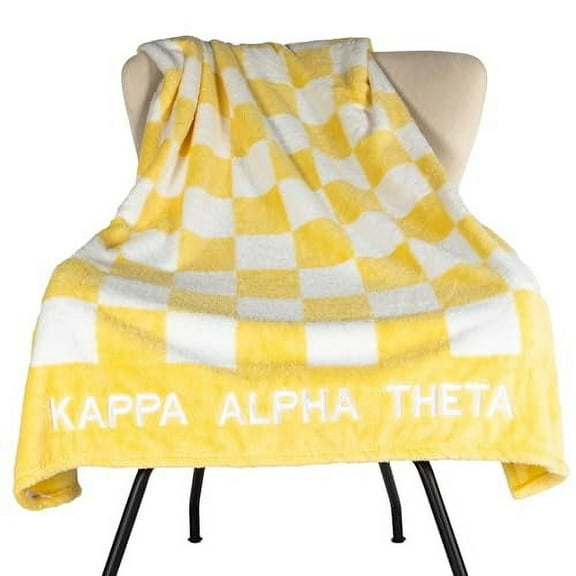Sorority Shop Kappa Alpha Theta Thick Blanket - Stylish Checkered Blanket Perfect for Big Little Sorority Gifts - Soft, Cozy, and Comfortable Gift Blanket for Women - 50" X 62"