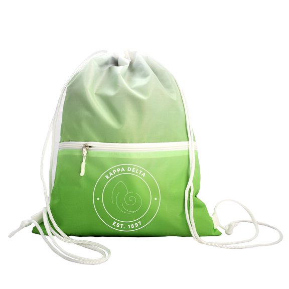 Sorority Shop Kappa Delta Drawstring Backpack, Ombre Green Color Design