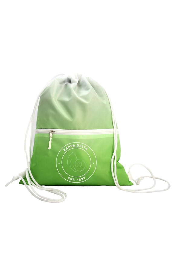 Kappa Delta Drawstring Backpack, Ombre Green Color Design