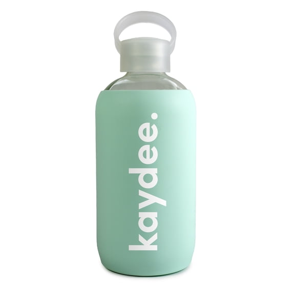 Sorority Shop Kappa Delta Glass Water Bottle with Silicone Sleeve - 16 Oz Reusable Water Bottle with Leakproof Cap