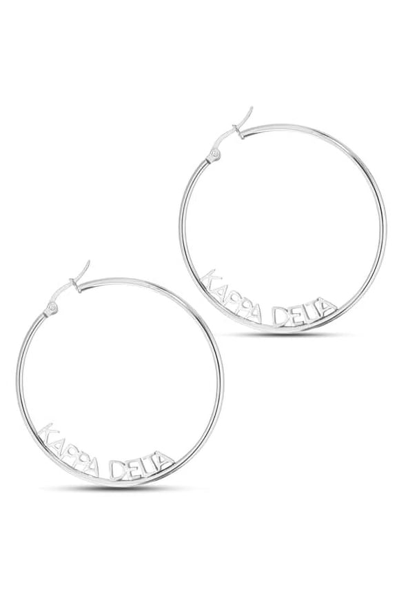 Sorority Shop Kappa Delta- Hoop Silver-Plated Dainty Earrings for Women -Kappa Delta Jewelry with Ideal 2" Diameter Hoops - Kappa Delta Gifts