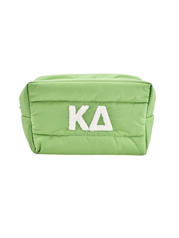 Sorority Shop Kappa Delta Makeup Bag - Puffer Style with Sorority Letters, Travel Cosmetic Bag with Zipper Closure, Perfect Kappa Delta Sorority Gifts for Women