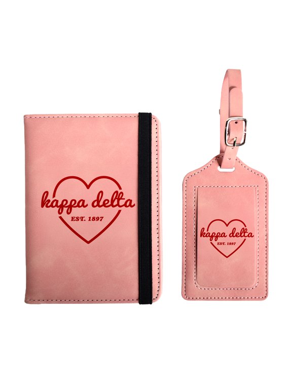 Kappa Delta Passport Holder and Luggage Tag Travel Accessories Set, Officially Licensed, Sorority Gift for Women