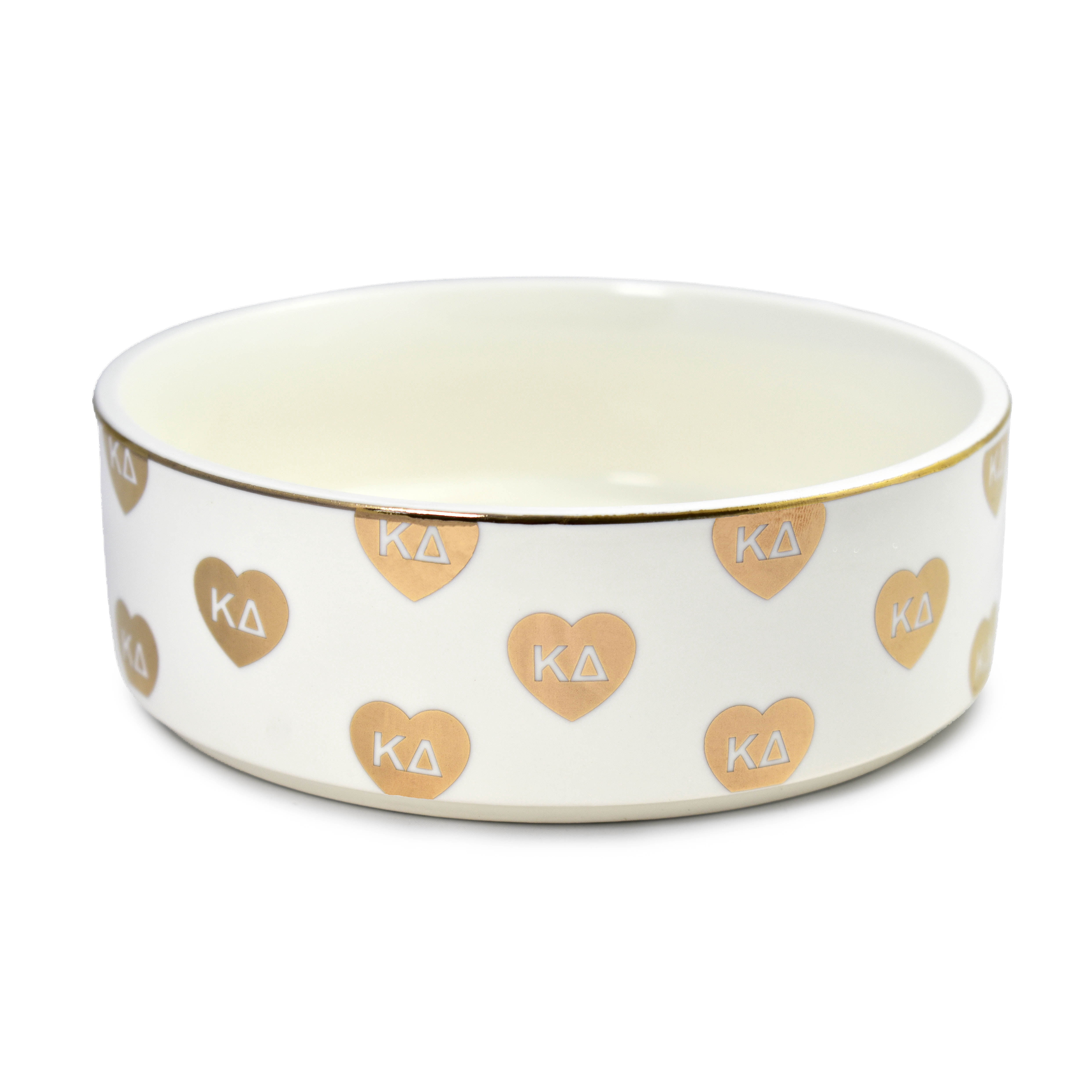 Sorority Shop Kappa Delta Pet Bowl, 6" Ceramic Bowl for Dogs and Cats, Heart Design with Sorority Greek Letters, Use for Food or Water