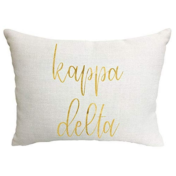Sorority Shop Kappa Delta Pillow Gold Script Design, 12" x 16" Lumbar Pillow Sorority