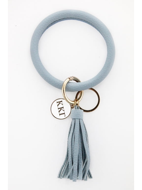 Kappa Kappa Gamma Bangle Keychain with Tassel and Engraved Disc - Blue