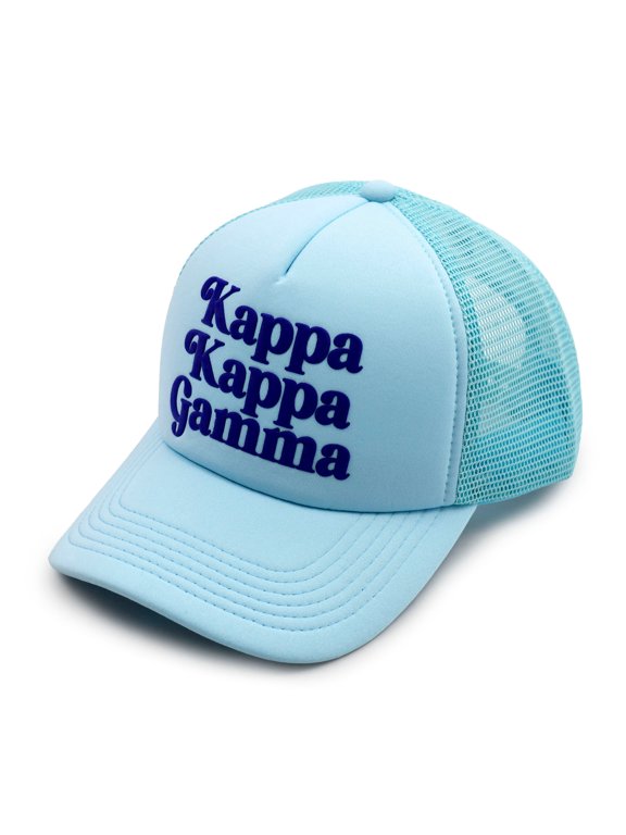 Kappa Kappa Gamma Baseball Cap - Mesh Trucker-Style Hat, Padded Front Panel and Snap Closure (Blue)