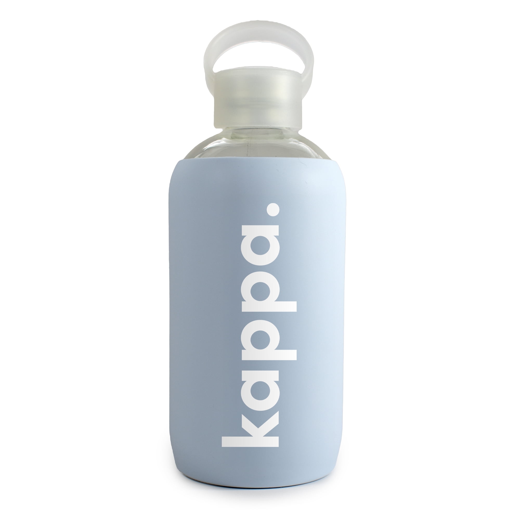 Sorority Shop Kappa Kappa Gamma Glass Water Bottle with Silicone Sleeve - 16 Oz Reusable Water Bottle with Leakproof Cap