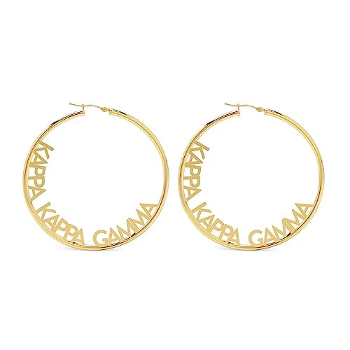 Sorority Shop Kappa Kappa Gamma- Hoop 18K Gold Plated Dainty Earrings for Women - Kappa Kappa Gamma Jewelry with Ideal 2" Diameter Hoops - Kappa Kappa Gamma Gifts