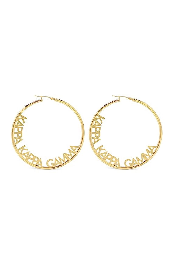 Sorority Shop Kappa Kappa Gamma- Hoop 18K Gold Plated Dainty Earrings for Women - Kappa Kappa Gamma Jewelry with Ideal 2" Diameter Hoops - Kappa Kappa Gamma Gifts