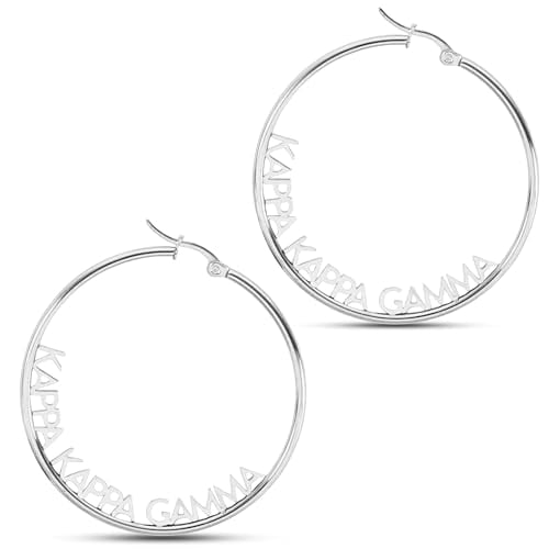 Sorority Shop Kappa Kappa Gamma- Hoop Silver-Plated Dainty Earrings for Women -Kappa Kappa Gamma Jewelry with Ideal 2" Diameter Hoops - Kappa Kappa Gamma Gifts