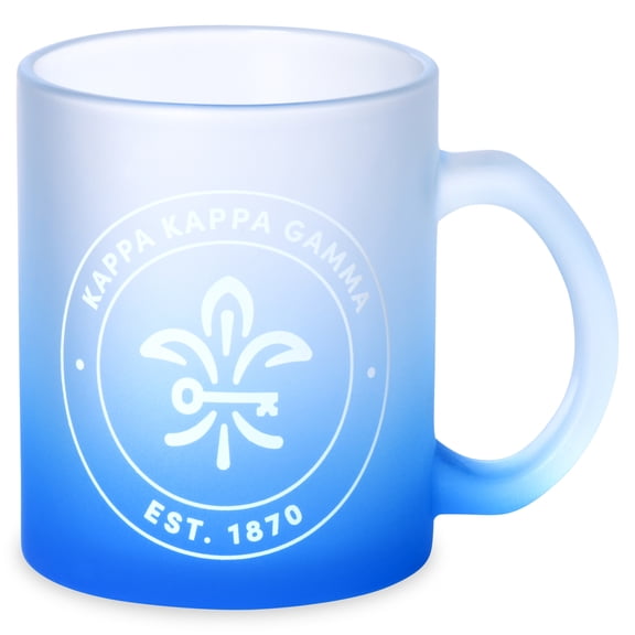 Sorority Shop Kappa Kappa Gamma Mug, Ombre Glass Mug with Screen Printed Sorority Name and Logo for Coffee or Any Drink