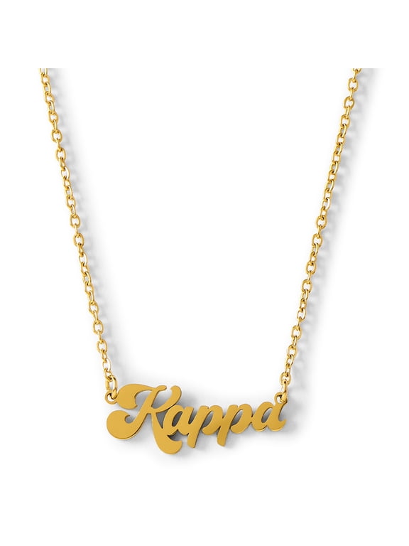Kappa Kappa Gamma Necklace Retro Font Design with 18K Gold Plating, Gifts for Women