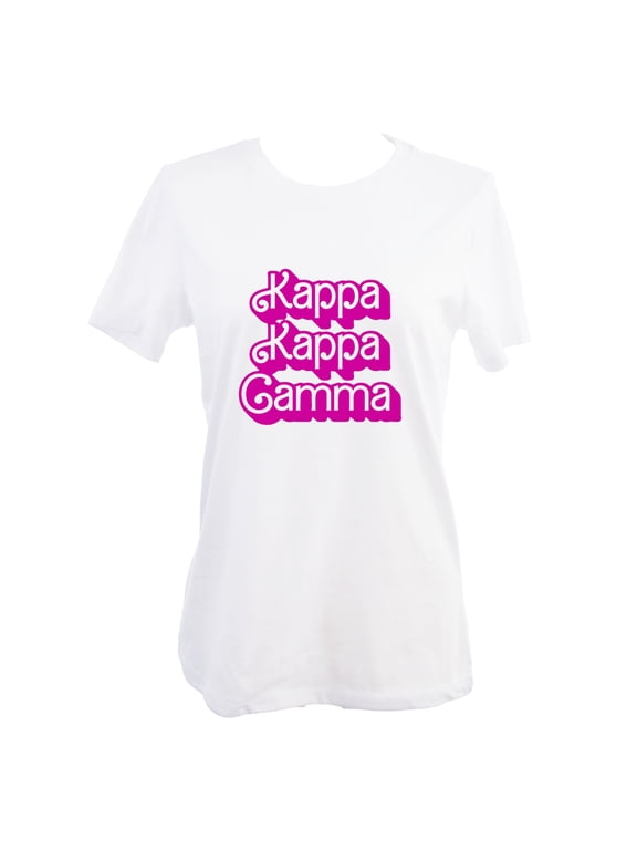 Kappa Kappa Gamma Relaxed Fit T-Shirt with Pink Retro Dolly Design, Size Large