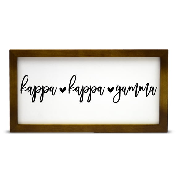 Sorority Shop Kappa Kappa Gamma Wall Art - 17" X 9" Rectangle Wood Framed Wall Decor, Wall Sign with Script Design