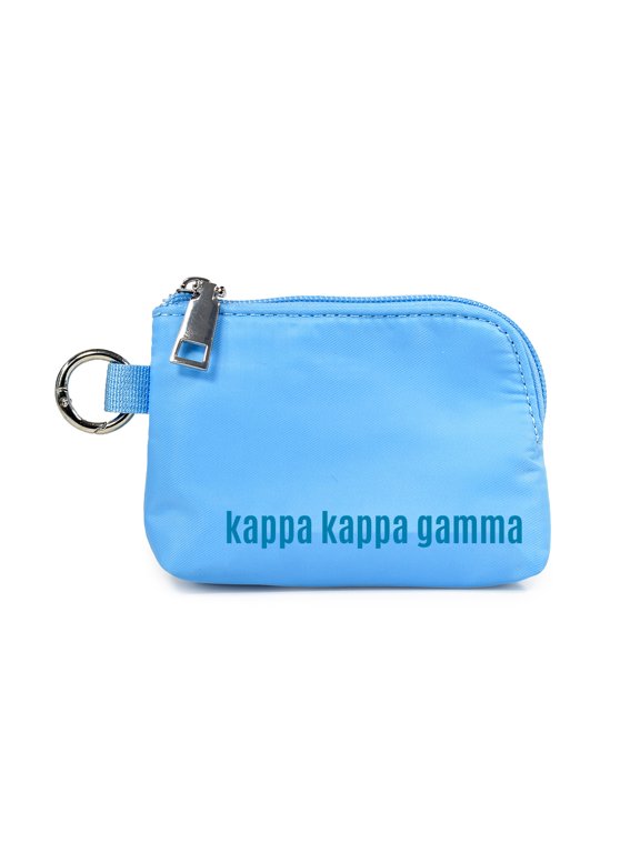Kappa Kappa Gamma Zipper Wallet Pouch with Keyring, Sorority Name Design